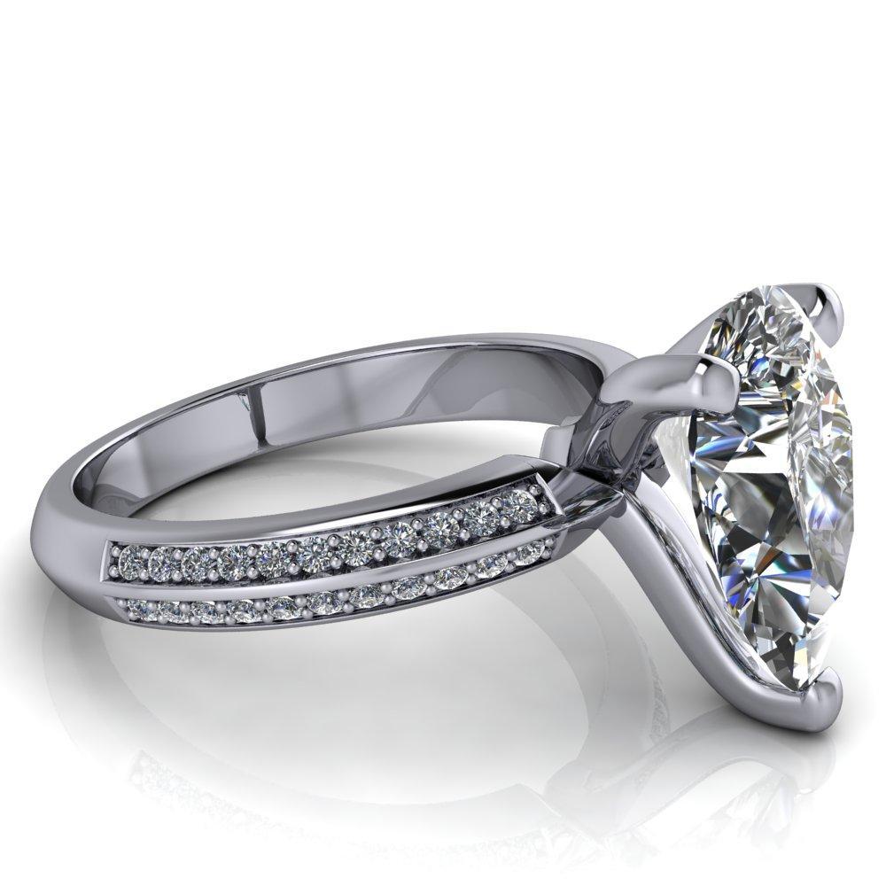 Priscilla Pear Moissanite 3 Prong Double Channel Shank Engagement Ring-Custom-Made Jewelry-Fire & Brilliance ®