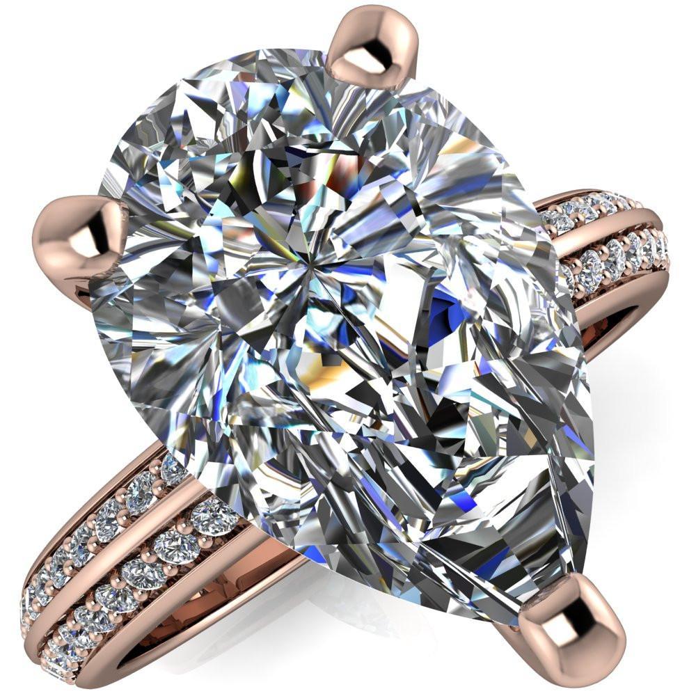 Priscilla Pear Moissanite 3 Prong Double Channel Shank Engagement Ring-Custom-Made Jewelry-Fire & Brilliance ®