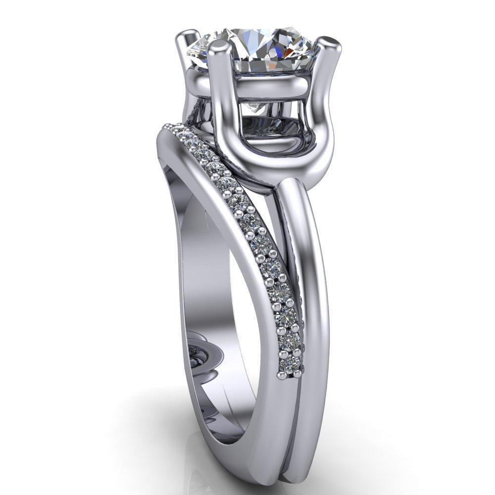 Quenna Round Moissanite 4 Prong Under Bezel Comfort Fit Ring-Custom-Made Jewelry-Fire & Brilliance ®