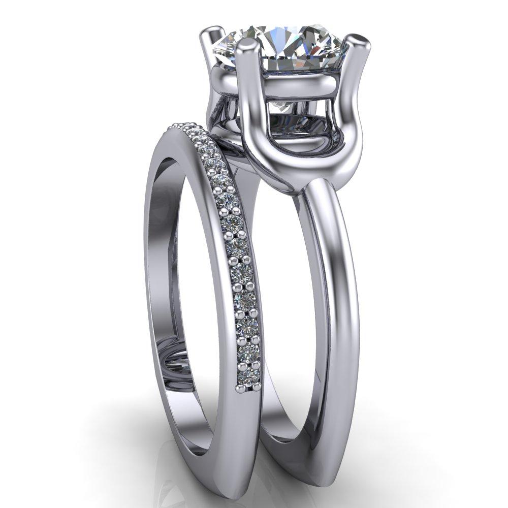 Quenna Round Moissanite 4 Prong Under Bezel Comfort Fit Ring-Custom-Made Jewelry-Fire & Brilliance ®