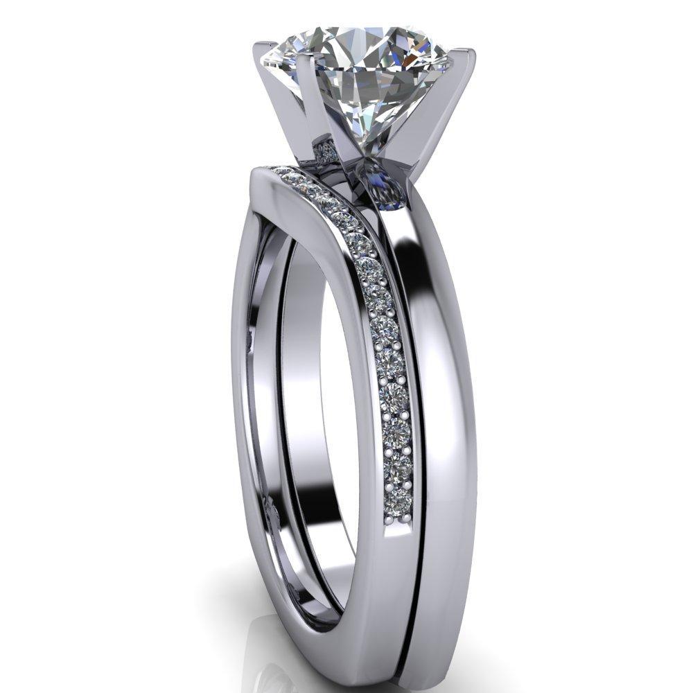 Quincy Round Moissanite 4 Prong Comfort Fit Engagement Ring-Custom-Made Jewelry-Fire & Brilliance ®