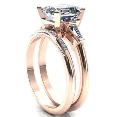 Quinn Asscher Moissanite 4 Prong Single Baguette Diamond Side Ring-Custom-Made Jewelry-Fire & Brilliance ®
