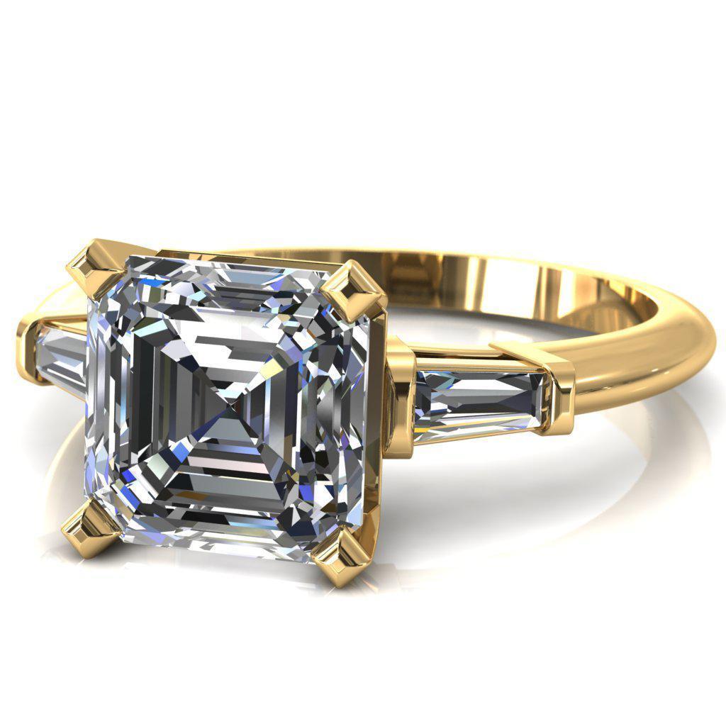 Quinn Asscher Moissanite 4 Prong Single Baguette Diamond Side Ring-Custom-Made Jewelry-Fire & Brilliance ®
