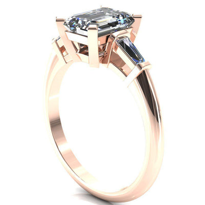 Quinn Emerald Moissanite 4 Prong Single Baguette Diamond Side Ring-Custom-Made Jewelry-Fire & Brilliance ®
