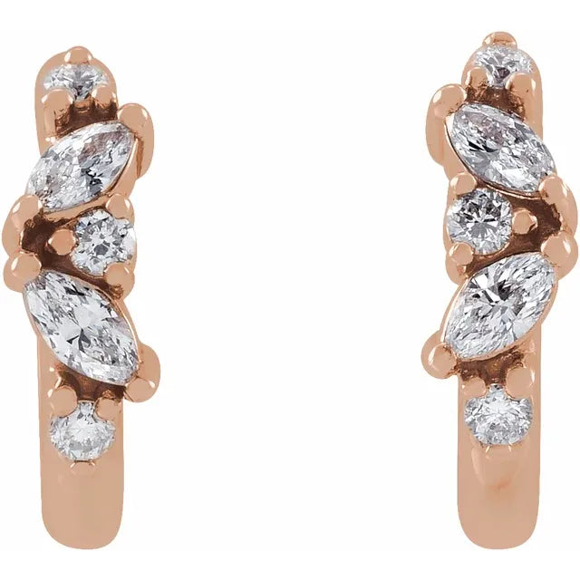 Natural Diamond Huggie Hoop Earrings