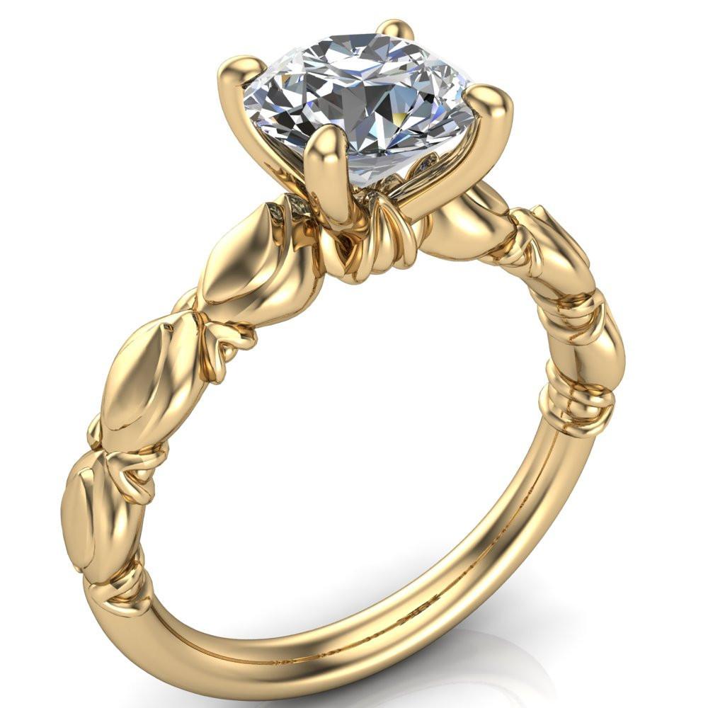 Rachael Round Moissanite 4 Prong Classic Antique Ring-Custom-Made Jewelry-Fire & Brilliance ®