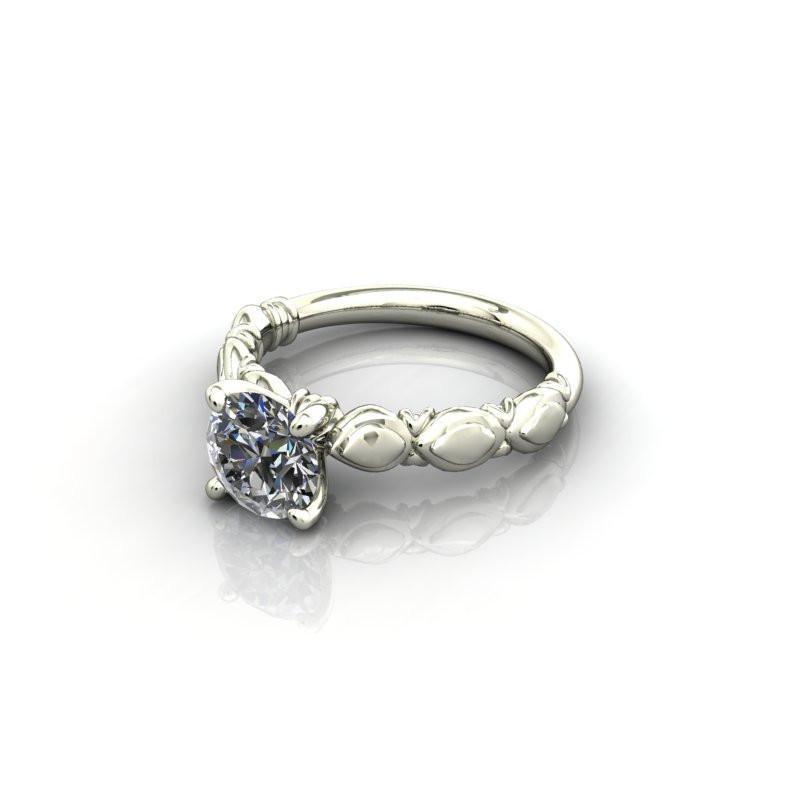 Rachael Round Moissanite 4 Prong Classic Antique Ring-Custom-Made Jewelry-Fire & Brilliance ®