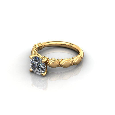 Rachael Round Moissanite 4 Prong Classic Antique Ring-Custom-Made Jewelry-Fire & Brilliance ®