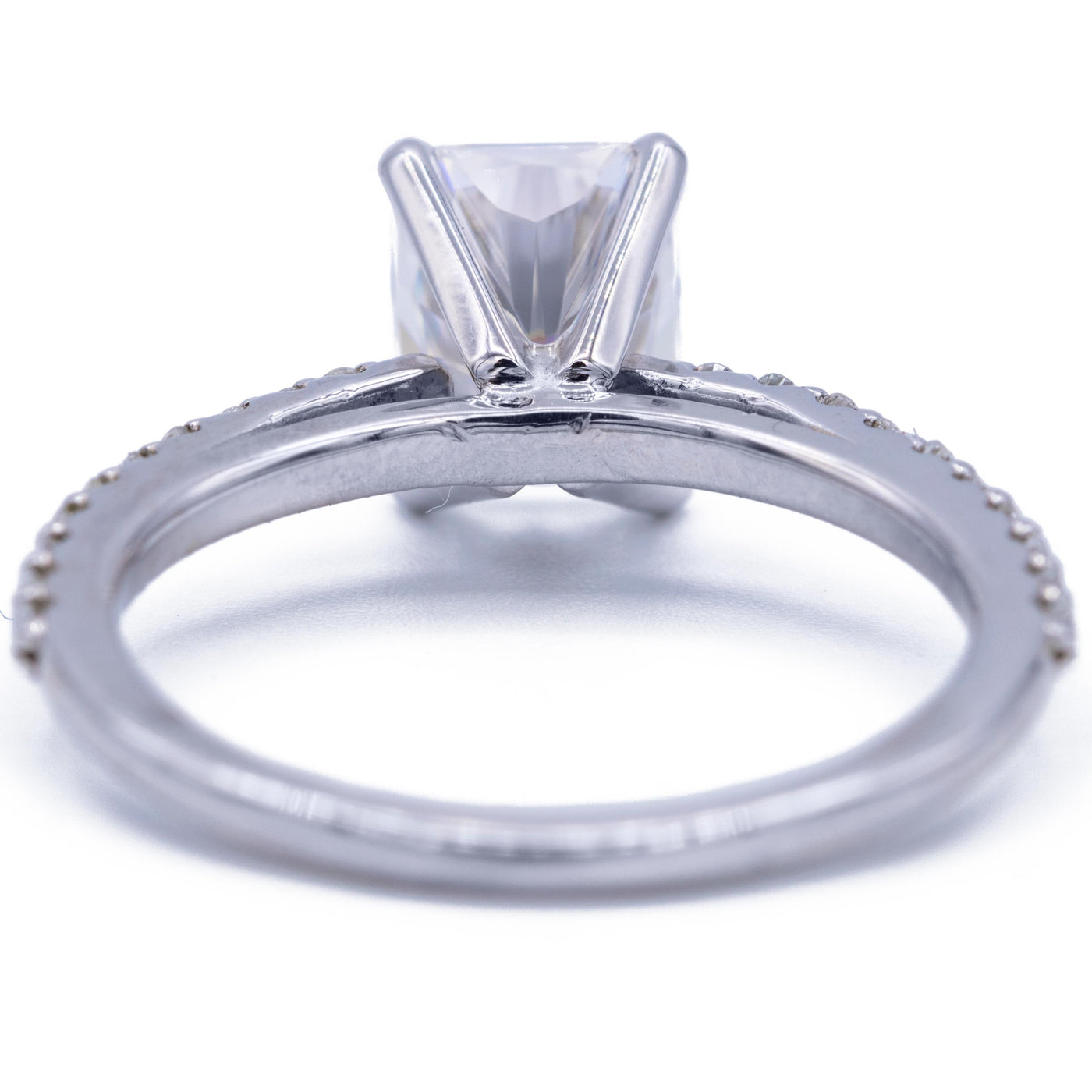Radiant Moissanite 4 Prongs Diamond Accent Ice Cathedral Solitaire Ring-Solitaire Ring-Fire & Brilliance ®