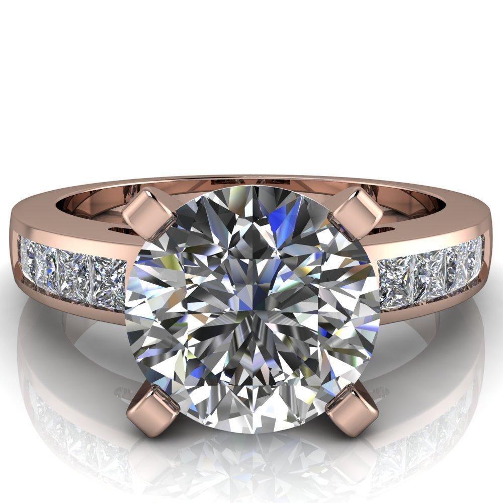 Reese Round Moissanite 4 Prong Princess Diamond Shoulder Cathedral Ring-Custom-Made Jewelry-Fire & Brilliance ®