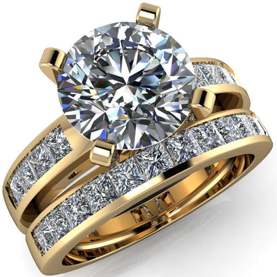 Reese Round Moissanite 4 Prong Princess Diamond Shoulder Cathedral Ring-Custom-Made Jewelry-Fire & Brilliance ®