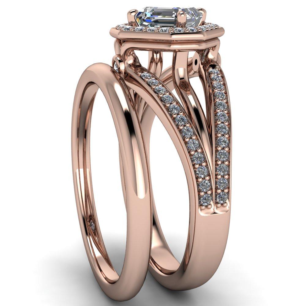 Reiss Asscher Moissanite Halo Split Diamond Shank Engagement Ring-Custom-Made Jewelry-Fire & Brilliance ®