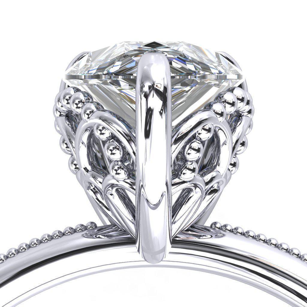 Renoir Pear Moissanite Milgrain Rainbow Arches Engagement Ring-Custom-Made Jewelry-Fire & Brilliance ®