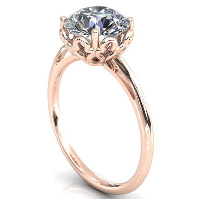 Reyna Round Moissanite Cathedral Window Filigree Ring-Custom-Made Jewelry-Fire & Brilliance ®