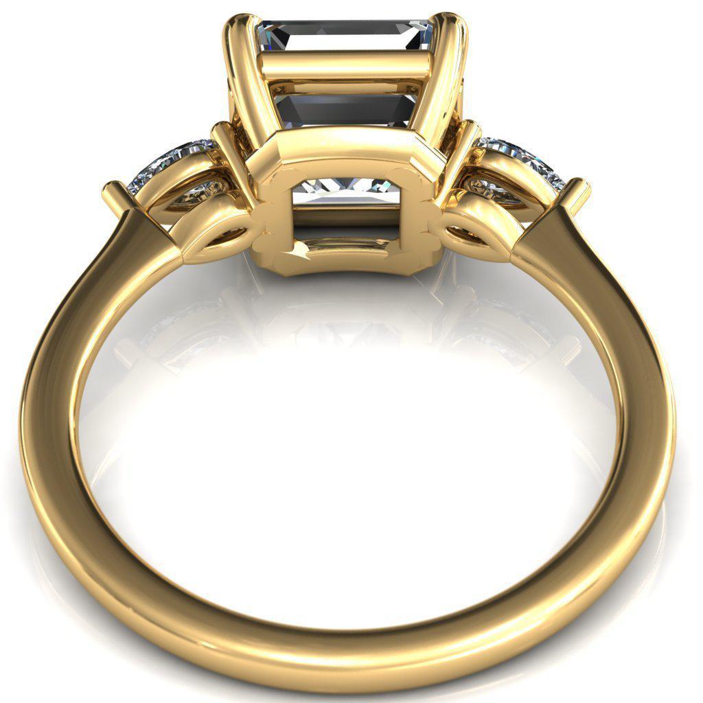 Robyn Asscher Moissanite 4 Claw Prong 2 Rail Basket Pear Sidestones Inverted Cathedral Engagement Ring-FIRE & BRILLIANCE