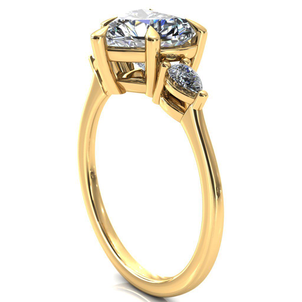 Robyn Heart Moissanite 4 Claw Prong 2 Rail Basket Pear Sidestones Inverted Cathedral Engagement Ring-FIRE & BRILLIANCE
