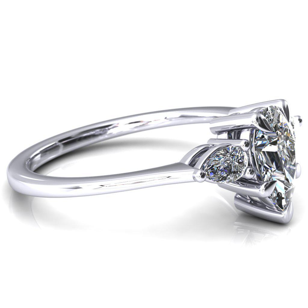 Robyn Pear Moissanite 4 Claw Prong 2 Rail Basket Pear Sidestones Inverted Cathedral Engagement Ring-FIRE & BRILLIANCE