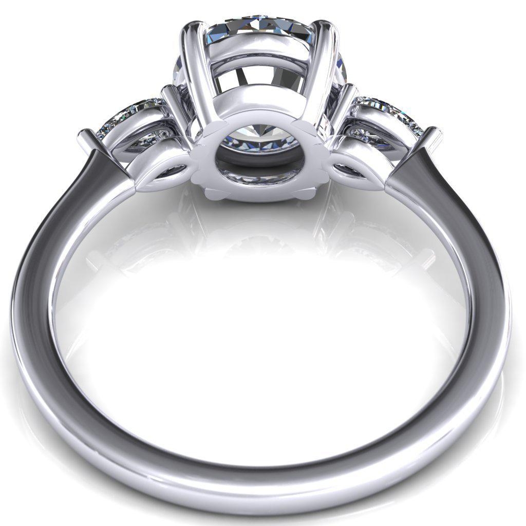 Robyn Round Moissanite 4 Claw Prong 2 Rail Basket Pear Sidestones Inverted Cathedral Engagement Ring-FIRE & BRILLIANCE
