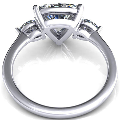 Robyn Trillion Moissanite 4 Claw Prong 2 Rail Basket Pear Sidestones Inverted Cathedral Engagement Ring-FIRE & BRILLIANCE