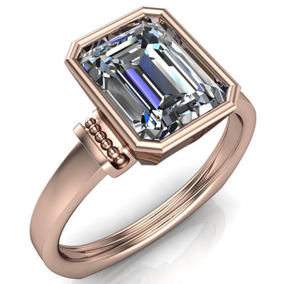 Romi Emerald Moissanite Filigree Euro Shank Ring-Custom-Made Jewelry-Fire & Brilliance ®
