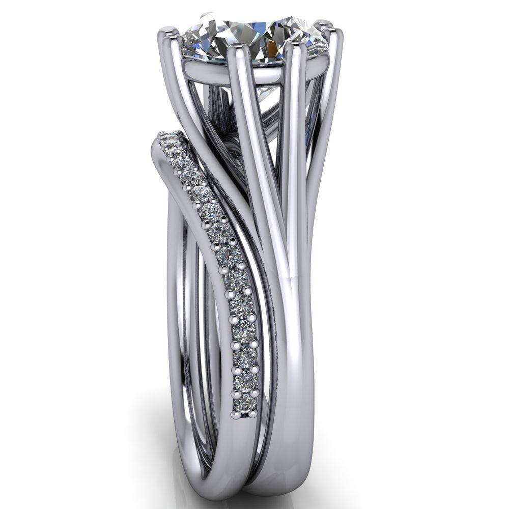 Roslyn Round Moissanite Double 4 Prong Split Shank Ring-Custom-Made Jewelry-Fire & Brilliance ®