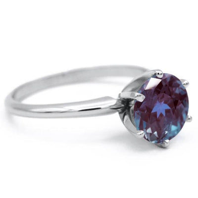 Round Alexandrite Platinum 6 Prongs Solitaire Ring-FIRE & BRILLIANCE