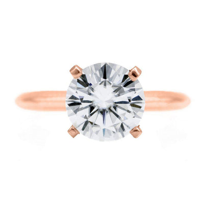 Round Moissanite 14K Rose Gold 4 Prongs Solitaire Ring-Solitaire Ring-Fire & Brilliance ®