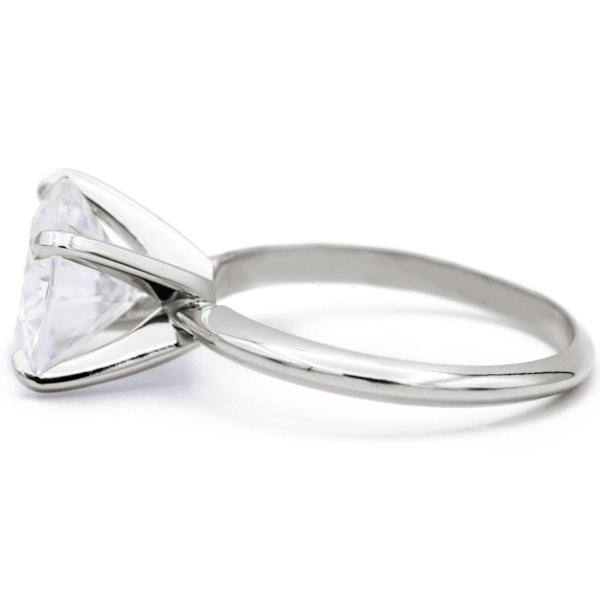 Round Moissanite 14K or 18K White Gold 4 Prongs Solitaire Ring-Solitaire Ring-Fire & Brilliance ®