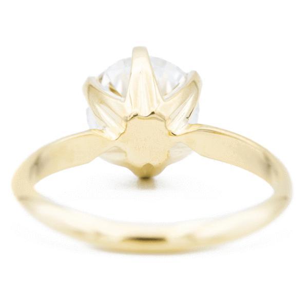 Round Moissanite 14K or 18K Yellow Gold 6 Prongs Royal Crown Setting Solitaire Ring-Solitaire Ring-Fire & Brilliance ®