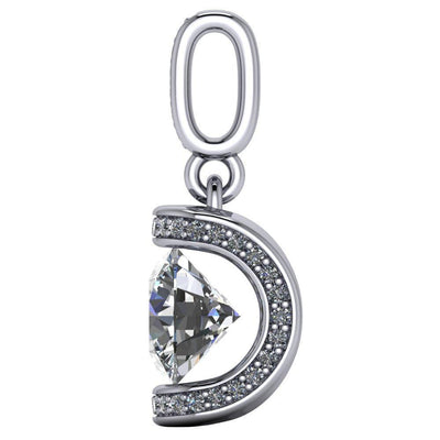 Round Moissanite 4 Prong Diamond Accent and Bail Pendant-Pendants-Fire & Brilliance ®