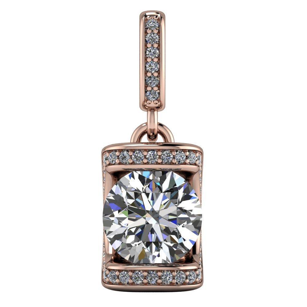 Round Moissanite 4 Prong Diamond Accent and Bail Pendant-Pendants-Fire & Brilliance ®