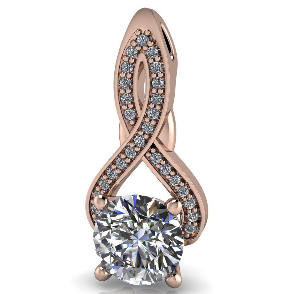 Round Moissanite 4 Prong Diamond Accented Pendant-Pendants-Fire & Brilliance ®