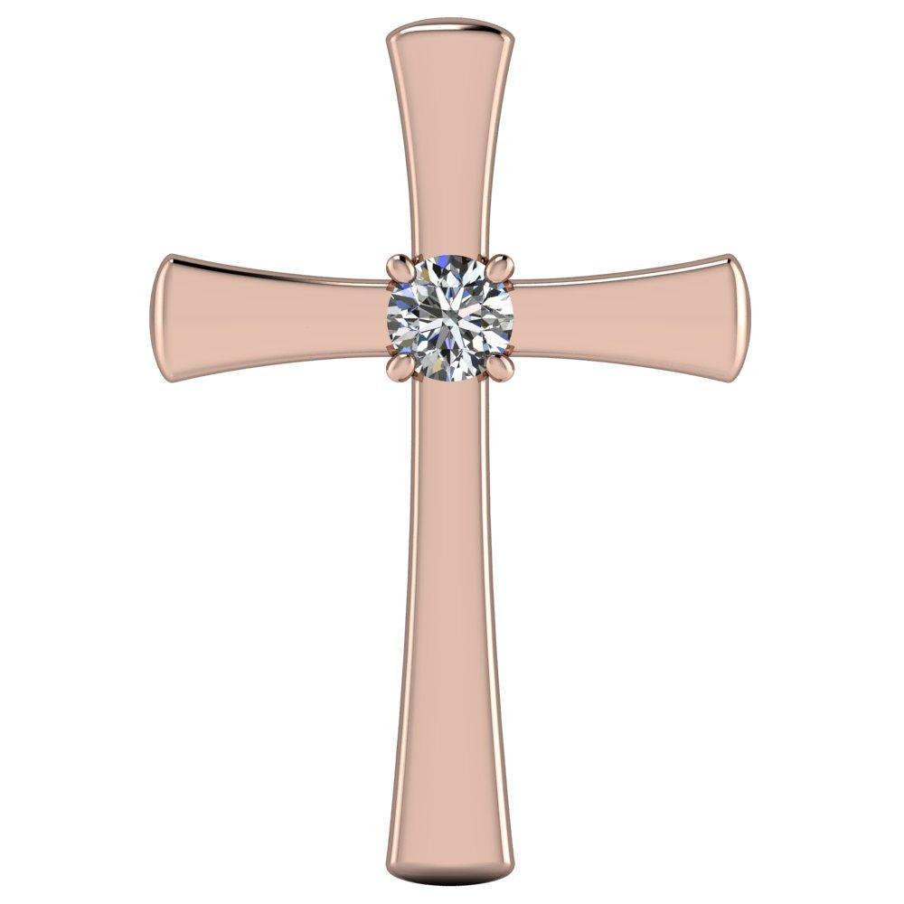 Round Moissanite 4 Prong Solitaire Cross Pendant-Pendants-Fire & Brilliance ®