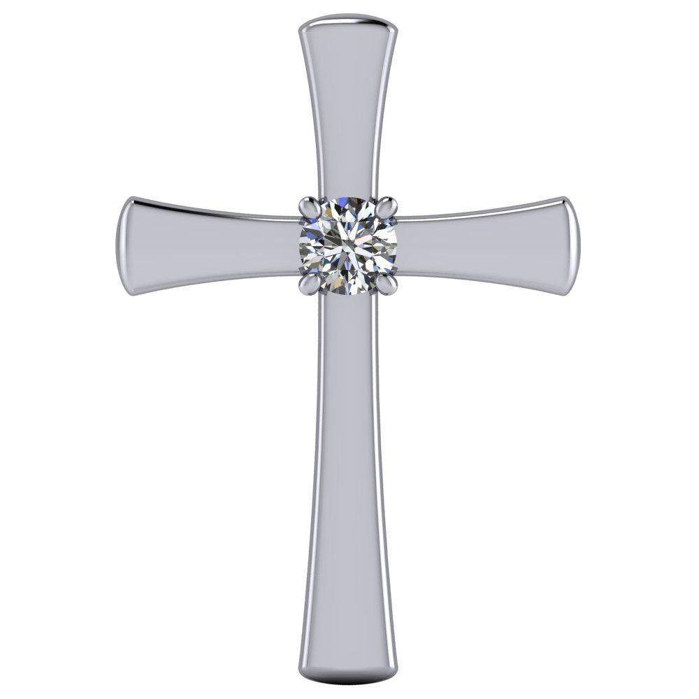 Round Center Stone 4 Prong Solitaire Cross Pendant – FIRE