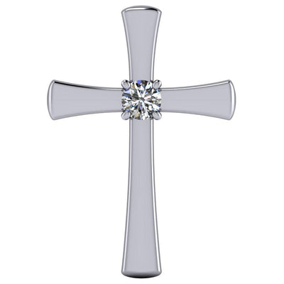 Round Moissanite 4 Prong Solitaire Cross Pendant-Pendants-Fire & Brilliance ®