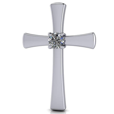 Round Moissanite 4 Prong Solitaire Cross Pendant-Pendants-Fire & Brilliance ®