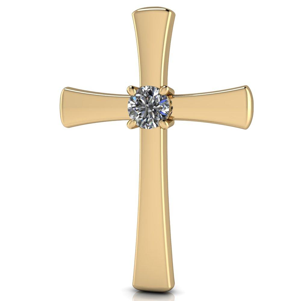 Round Moissanite 4 Prong Solitaire Cross Pendant-Pendants-Fire & Brilliance ®