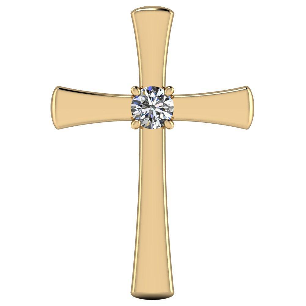 Round Moissanite 4 Prong Solitaire Cross Pendant-Pendants-Fire & Brilliance ®