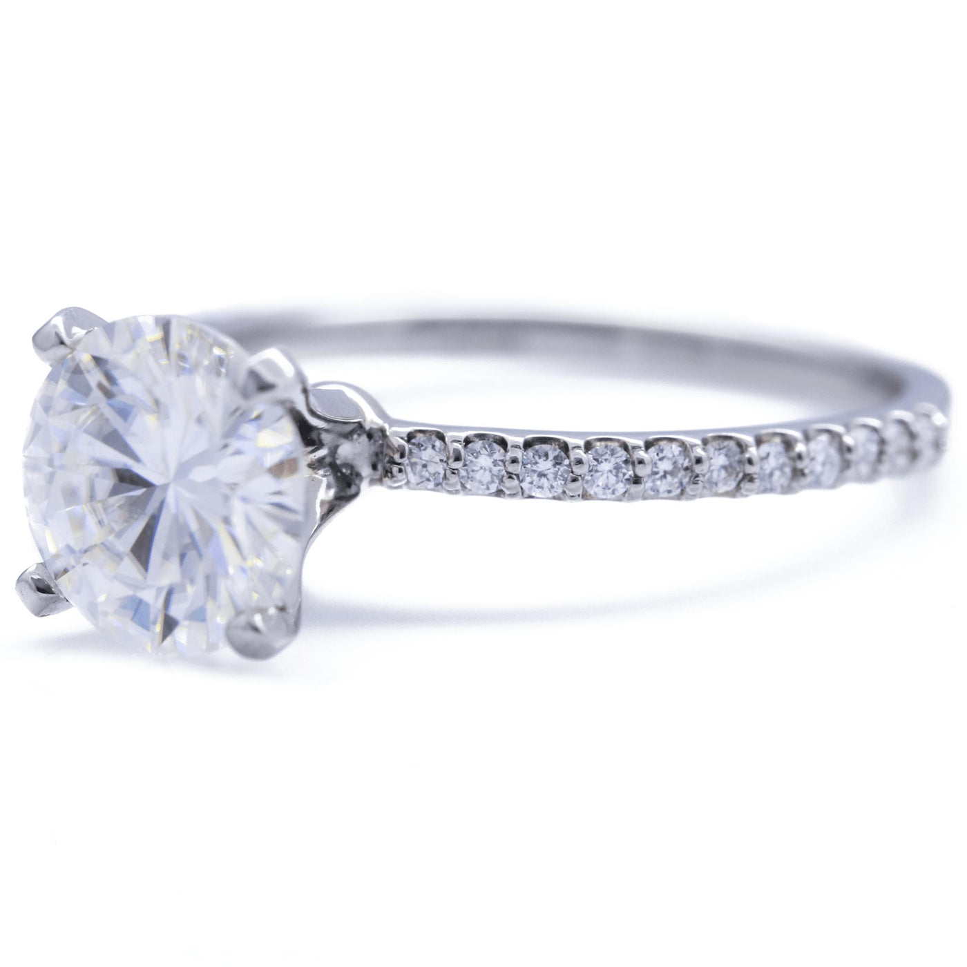 Round Center Stone 4 Prongs Diamond Accent Ice Solitaire Ring – FIRE ...