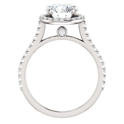 Round Moissanite Diamond Accent Ice Halo Bezel Ring-Custom-Made Jewelry-Fire & Brilliance ®