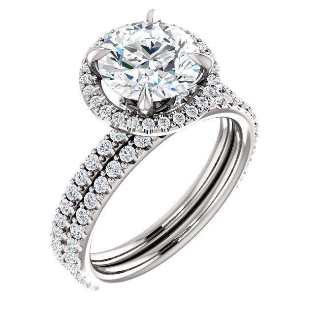Round Center Stone Diamond Accent Ice Halo Collar Ring – FIRE & BRILLIANCE