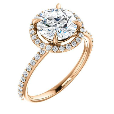 Round Moissanite Diamond Accent Ice Halo Ring-Custom-Made Jewelry-Fire & Brilliance ®