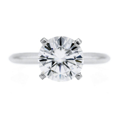 Round Moissanite Platinum 4 Prongs Solitaire Ring-Solitaire Ring-Fire & Brilliance ®