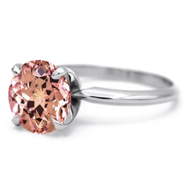 Round Champagne Sapphire Platinum 4 Prongs Solitaire Ring-FIRE & BRILLIANCE