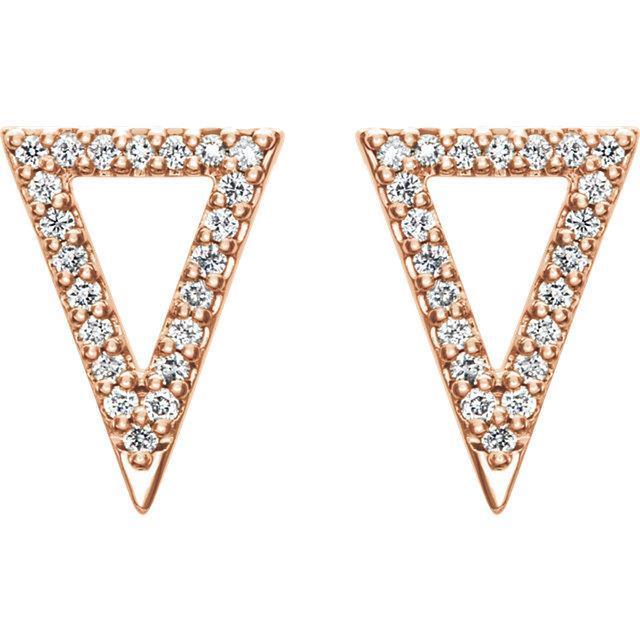 Round Diamond or Moissanite Triangle Earrings-Moissanite Earrings-Fire & Brilliance ®