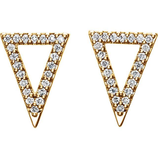 Round Diamond or Moissanite Triangle Earrings-Moissanite Earrings-Fire & Brilliance ®