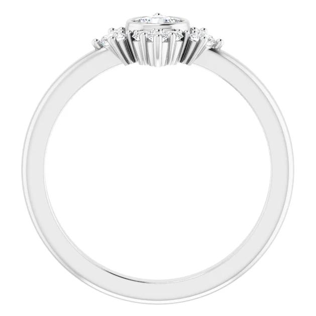 Round Gemstone Bezel Lab-Grown Diamond Accent Cluster Ring-FIRE & BRILLIANCE