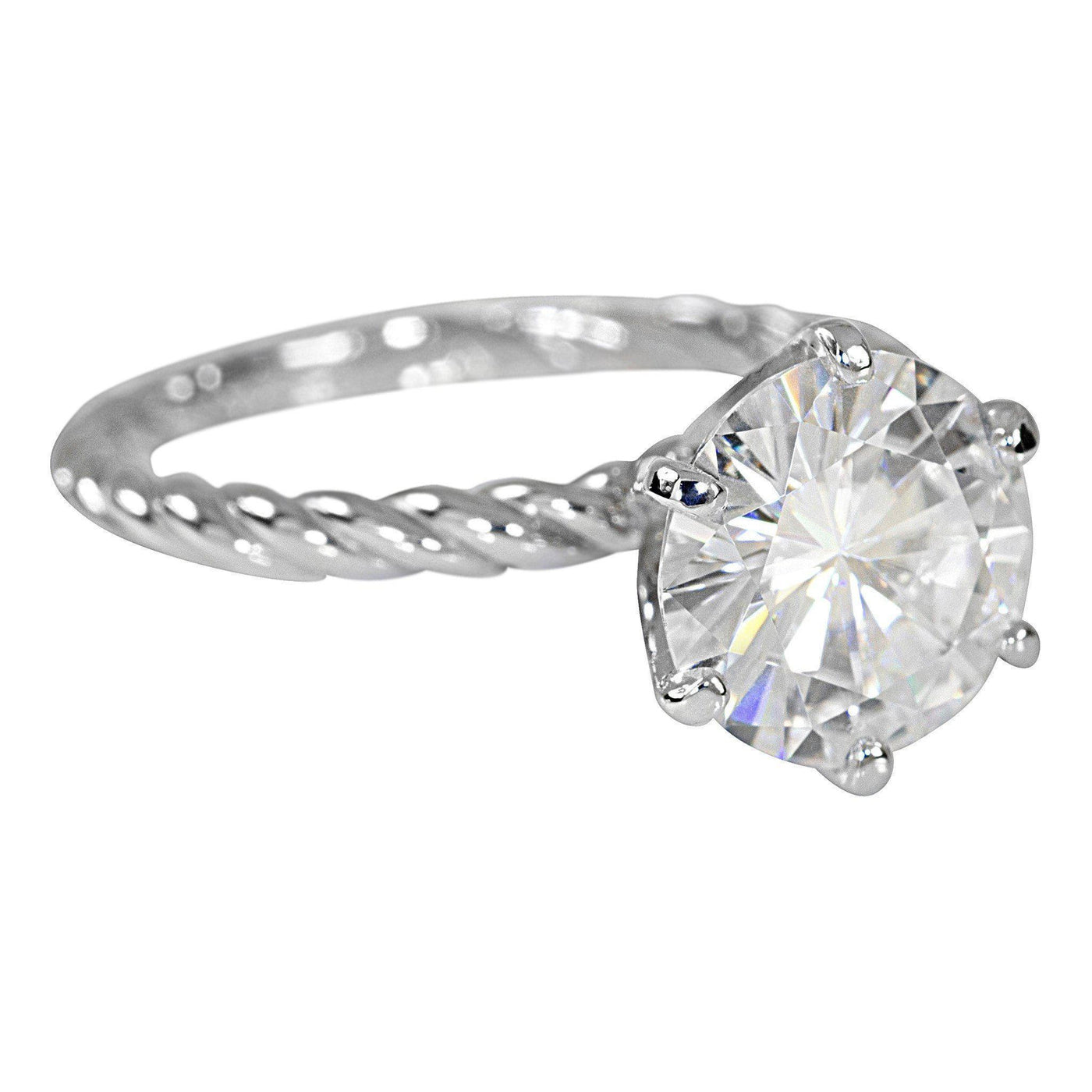 Round Moissanite 6 Prong Braided Rope Solitaire Ring-Fire & Brilliance ® Creative Designs-Fire & Brilliance ®
