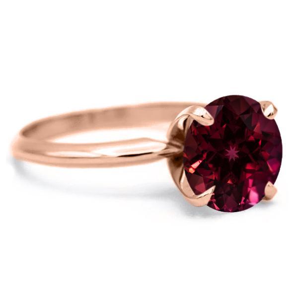 Round Ruby 14K Rose Gold 4 Prongs Solitaire Ring-FIRE & BRILLIANCE