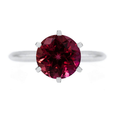 Round Ruby 14K or 18K White Gold 6 Prongs Solitaire Ring-FIRE & BRILLIANCE